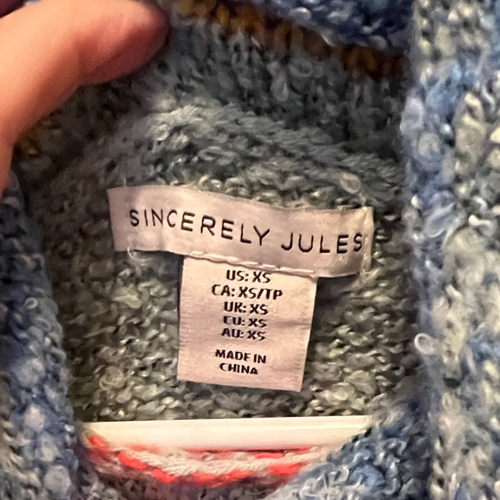 Sincerely Jules Multicolor Patchwork Turtleneck S… - image 2